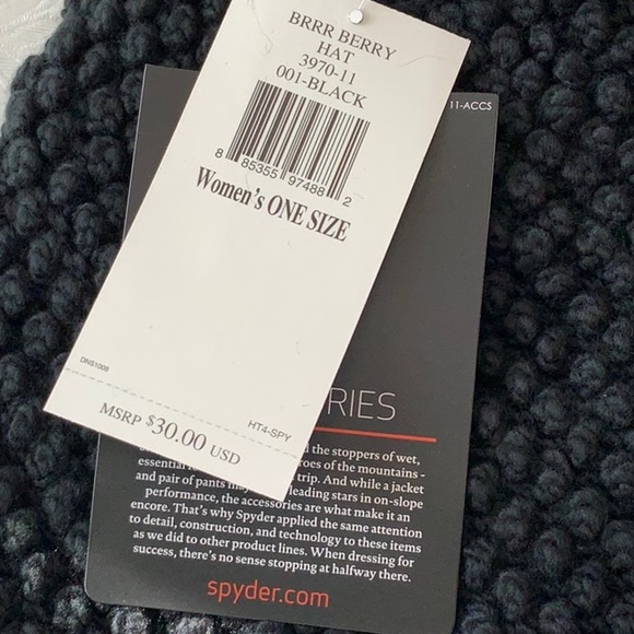 Spyder BRRR BERRY HAT Black - Picture 8 of 11
